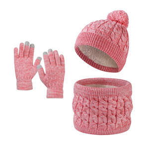FF3223 Garçons Filles Toddler Enfants Chaud Tricoté Hiver Chapeau et Gants Écharpe Ensembles Polaire Doublé Enfants <span class=keywords><strong>Bonnet</strong></span> Gants Écharpe Ensemble - Product Image 3