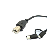 Câble d'imprimante 2-en-1 USB Micro vers USB Type-C pour piano électrique, clavier MIDI, scanner, instrument électronique BM, longueurs 1m, 1.5m, 2m