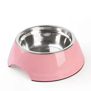 Pet Tigelas Com Aço Inoxidável Removível Melamina A5 Plastic Pets Food Alimentadores De Tigela De Água