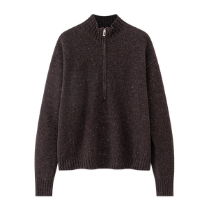 100% Pure Wool Half Zip Mock Neck Sweater <strong>Women</strong> Custom Solid Color Knitted Pullover Long Sleeve Cashmere Feel Wool <strong>Jumper</strong> - Product Image 1