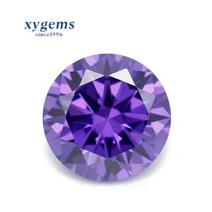Xygems high quality big size round cut 4mm L-violet cz loose stone gems stones cubic zirconia earring cz gems