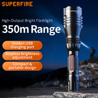 Lampe torche LED rechargeable à longue portée SUPERFIRE Y3-A - 5 modes, torche puissante pour le camping en plein air et les situations d'urgence