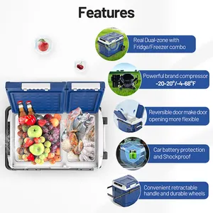 Alpicool ZAW50 AC DC 12v Portable Refriger Camping Compressor Fridge Car Truck Outdoor Electric Car Cooler Fridge Freezers