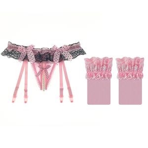 Set di reggicalze trasparenti Sexy ultrasottili in pizzo <span class=keywords><strong>con</strong></span> reggicalze a tubo lungo lavorate a maglia a tinta unita <span class=keywords><strong>con</strong></span> <span class=keywords><strong>calze</strong></span> da tentazione - Product Image 6