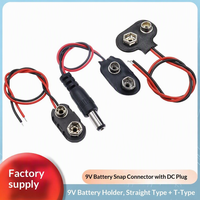 Connecteur de batterie 9V avec fils de 15 cm, support de batterie en cuir ABS de type T/I, pinces souples et rigides