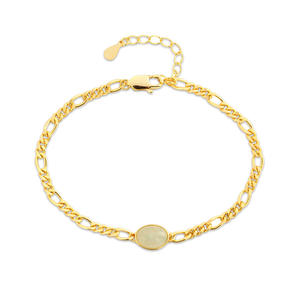 Gioielli di giada naturale 925 in argento Sterling gemma Charm catena bracciale donna - Product Image 1