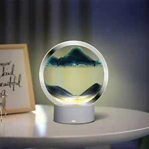 USB power rgb touch sand painting decorative lamp 3d hourglass deep sea sandscape