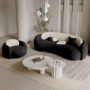 Set di Divani in Tessuto Minimalista Ispirato al Wabi-Sabi Italiano, Tecnologia Semplice in Legno e Stoffa per Angolo VIP nel Soggiorno - Product Image 2