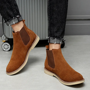 Bottes de sport décontractées pour hommes, très vendues, en cuir de vachette de haute qualité, confortables, hauteur cheville, semelle plate, style combat, imperméables pour l'automne - Product Image 4