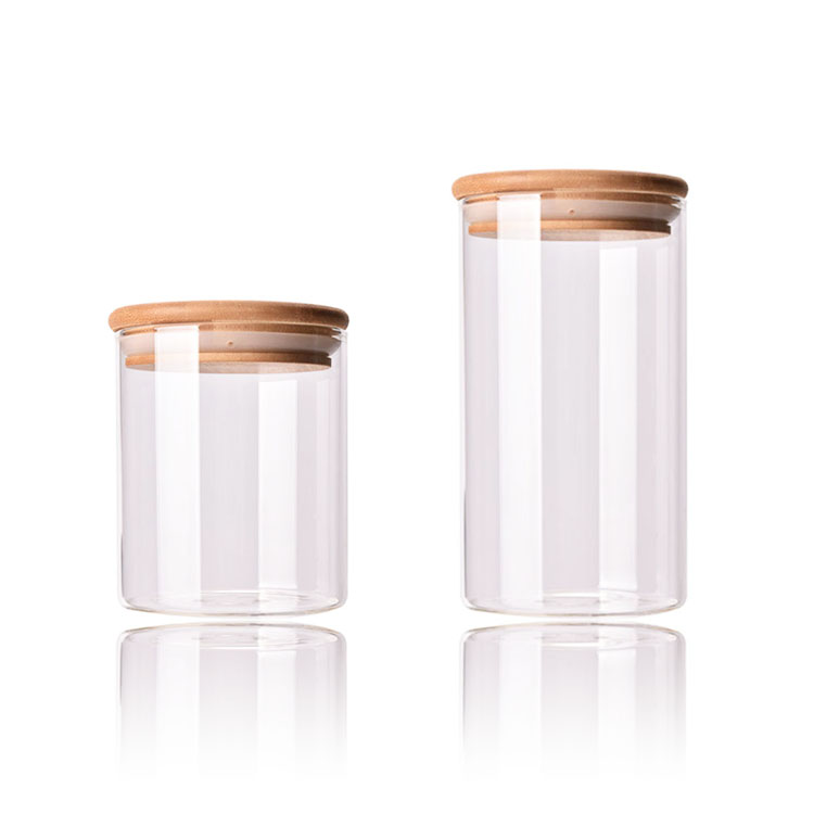 Factory Storage Bottles & Jars Food Storage Container With Airtight Bamboo Lid Borosilicale Clear Glass Jar