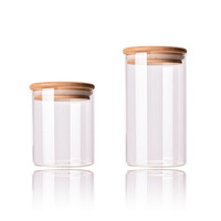 Bocaux et Bouteilles de Rangement d'Usine Conteneur Alimentaire en Verre Borosilicate Transparent Avec Couvercle Hermétique en Bambou