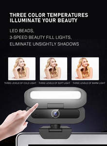 Webcam 4K UHD pour ordinateur portable avec 3 niveaux d'éclairage et microphone intégré pour le streaming en direct ou les conférences - Product Image 6