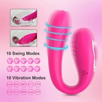 Vibrateur portable 2-en-1 télécommandé pour femme, stimulateur clitoridien et point G en silicone, œuf vibrant invisible en forme de U