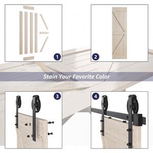 WEKIS Nuevo Kit de Herrajes para Puertas Correderas de Granero, Estilo Rústico Moderno, para Puertas de Lamas de Madera, Interiores/Garajes, Madera Maciza, Fibra de Vidrio, Apartamentos - Product Image 2