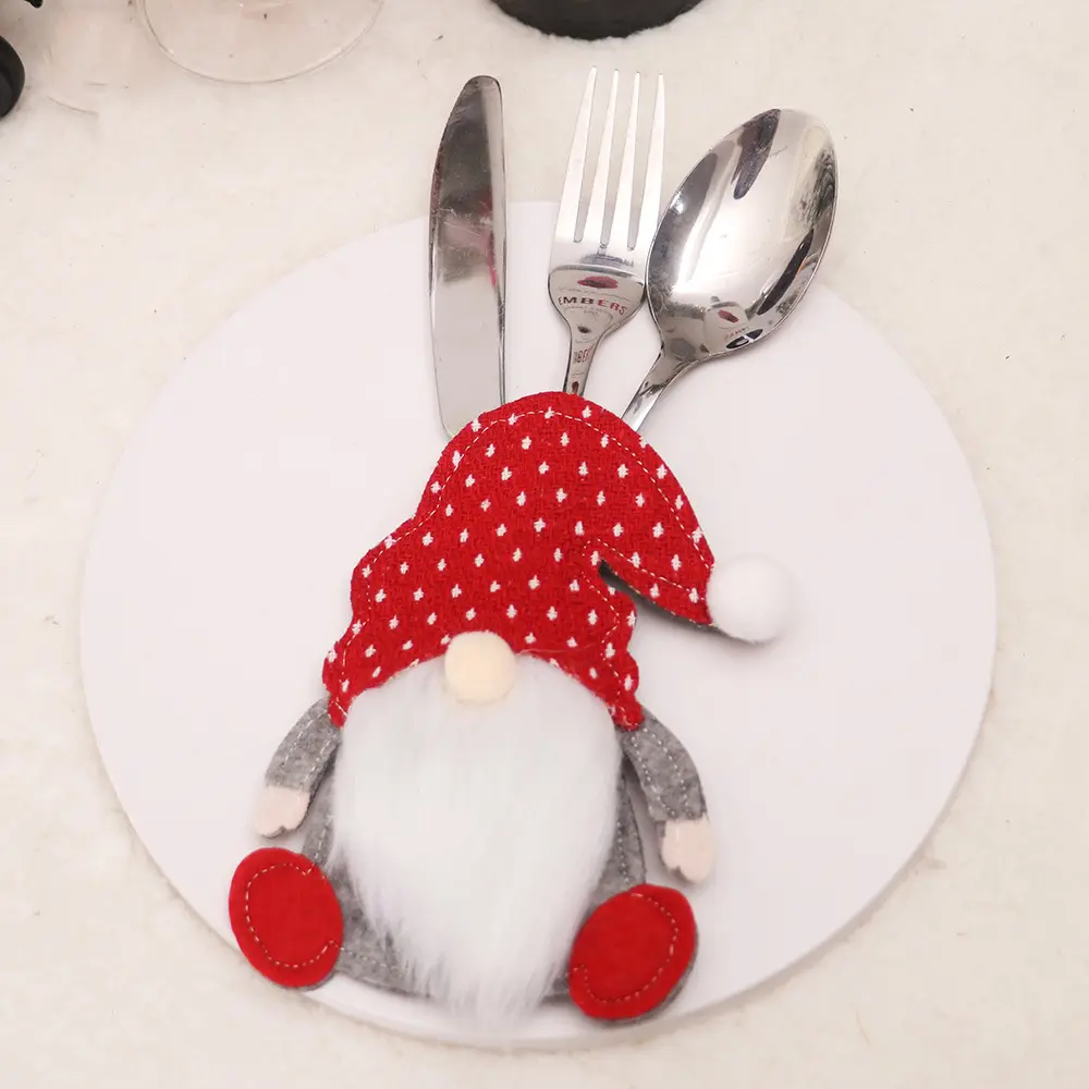 Feliz Navidad Decoraciones Dibujos animados Cocina Disfraz Bolsa Cuchillo y Tenedor Set Bolsa Cuchillo de Navidad y Tenedor Coverc