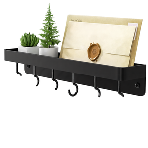 Customization Factory Cheap Price 6-<b>Hook</b> <b>Wall</b>-Mounted Black Plant Fiber Multifunction <b>Key</b> Holder Organizer Tray Hallway Storage - Product Image 1