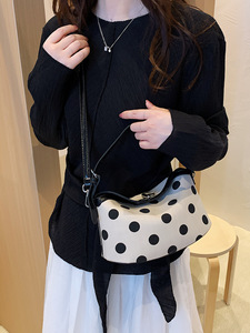 Women's Polka Dot Crossbody <b>Bag</b> Minimalist Handheld Bucket <b>Bag</b> Fashionable Lock Versatile Shoulder <b>Bag</b> - Product Image 2