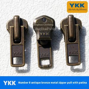 Vente en gros de fermetures à glissière authentiques pour <span class=keywords><strong>YKK</strong></span> No. <span class=keywords><strong>8</strong></span> en métal bronze antique, curseurs Da I pour vêtements, bottes en cuir - Product Image 6