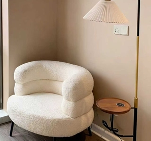 Fauteuil individuel style crème, fauteuil de loisirs en laine d'agneau pour salon, nouveau modèle 2025, chaise de maquillage pour chambre à coucher et coiffeuse - Product Image 6