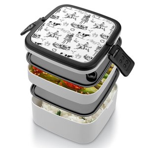 Boîte à lunch <span class=keywords><strong>de</strong></span> style occidental personnalisée/en gros, boîtes à bento à double couche avec serrures <span class=keywords><strong>de</strong></span> sécurité et cuillère portable, pour le travail ou les pique-niques - Product Image 3