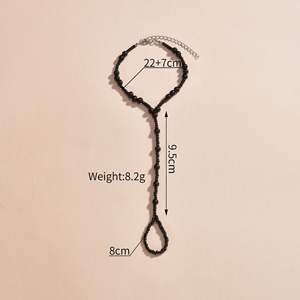 Chaîne de cheville en alliage plaqué or 18 carats avec motif cœur, pour femme et <span class=keywords><strong>homme</strong></span>, chaîne de <span class=keywords><strong>pied</strong></span> perlée noire pour mariage et anniversaire - Product Image 5