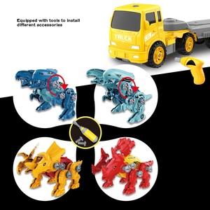 134 pièces de jouets de transport de dinosaures à démonter, camion porte-conteneurs, camion à plateau à roues libres, sur le thème des animaux - Product Image 2