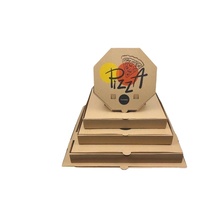 Boîte à pizza octogonale en carton ondulé à trois couches en stock, matériau épaissi, excellente respirabilité ; jetable pour plats à emporter
