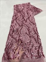 NI.AI Nuevo Estilo de Tela de Malla con Lentejuelas y Encaje, Patrón Degradado de Ondas de Agua, Lentejuelas Bordadas