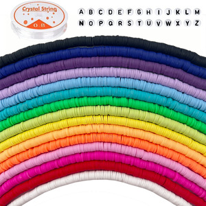 Colored Polymer Clay Beads 6mm Round Pads <b>Letter</b> Beads Bracelet Necklace Set Bohemian Style - Product Image 2