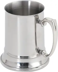 Hot Selling Rvs Dubbelwandige Bier Stein 1 Pint Plain Straight Pewter Bier Mok Kroes Roestvrij Staal Bier Mok