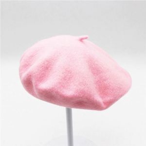 Béret en feutre de laine uni de couleur unie pour femmes, vente en gros - Product Image 4