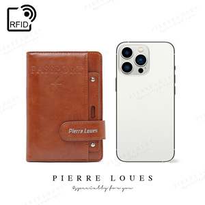 Porta Pasaportes Pierre Loues de Cuero PU con Protección RFID, Estuche Multifuncional para Documentos de 5 Pulgadas, Color Sólido - Product Image 4