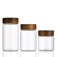 Bocaux de rangement en bois d'acacia, bocaux transparents en borosilicate de haute qualité pour écorces de mandarine avec couvercles, bocaux de rangement en verre, bocaux en verre scellés