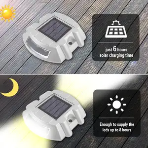 차도에 대한 태양열 구동 차도 마커 도크 LED 데크 라이트 태양열 도로 스터드 방수 경고 단계 조명
