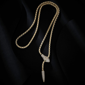 Collana ZHENXUN Vintage <span class=keywords><strong>di</strong></span> Lusso con Serpente che Morde il Proprio Coda, Scheletro, Placcata in Oro 24K, con Zirconi, Regalo per Donna - Product Image 4