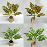 Plante artificielle à 9 têtes, feuilles d'Alocasia et de Monstera, simulation de plante verte, décoration intérieure, plante en pot, vente en gros