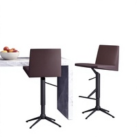 [Offre Spéciale Limitée] Tabouret de Bar Moderne Minimaliste Réglable, Chaise Haute, Style Américain Luxe Léger, Cuir PU, Structure en Acier Carbone