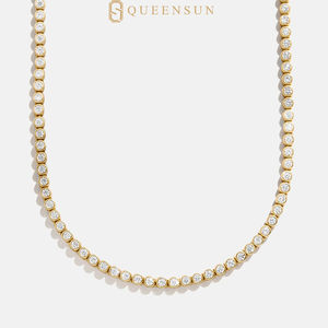 สร้อยคอเทนนิสเพชรเลี้ยงในห้องปฏิบัติการทองคำ 10k 14k 18k ยี่ห้อควีนซัน สร้อยคอหรูหราเบาๆ สร้อยคอเทนนิสโมอิสซาไนต์ - Product Image 1