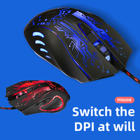 Ratón Ergonómico para Juegos con Cable, Óptico, Retroiluminado LED, con Botones Programables, Alta Sensibilidad DPI para PC/Laptop/Escritorio