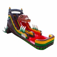 Tobogán Acuático Inflable Dino Rage de 18 pies con una Sola Vía, Material de PVC para Uso Comercial
