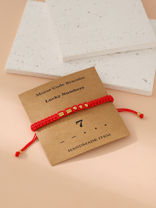 Songfu, nuevo estilo, cuerda trenzada de nailon, cuentas de acero inoxidable con números de código Morse, nudo plano, pulseras tejidas hechas a mano para parejas - Product Image 5