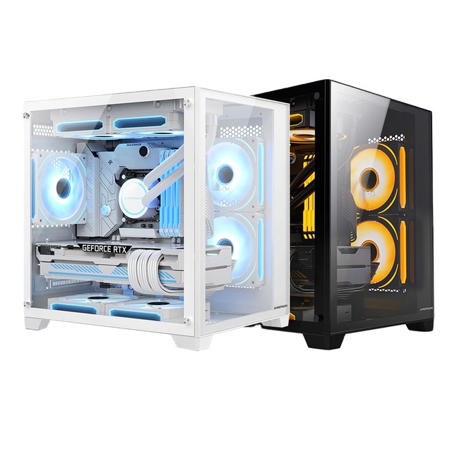 2024 Gaming Pc Gamer Desktops Micro ATX Computer Case Pc Cabinet With Tempered Glass with RGB Cooler