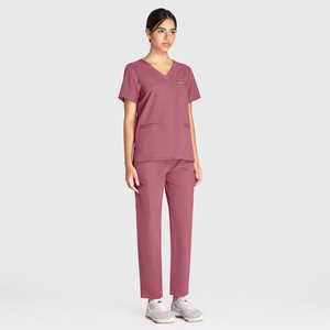 Uniforme de Trabajo para Enfermera y Doctora, Conjunto de Dos Piezas, Manga Corta Tejida, Elástica, de Secado Rápido, <span class=keywords><strong>Pantalones</strong></span> Largos de Pierna Recta, Traje Médico 42192 - Product Image 6