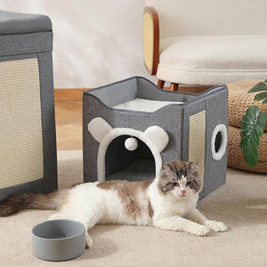 Casa <span class=keywords><strong>Cueva</strong></span> para Gatos Plegable de Sisal con Rascador y Pelota Esponjosa, Moderna, para Interiores, de Gran Espacio, con Agujero de Escondite - ¡Gran Oferta! - Product Image 5