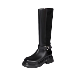 <span class=keywords><strong>Stivali</strong></span> Legging Autunno Inverno 25 da Donna di Tendenza Marroni con <span class=keywords><strong>Tacco</strong></span> <span class=keywords><strong>Medio</strong></span> Altezza Ginocchio Punta Tonda Chiusura Slip-On Rialzo Interno e Fibbia - Product Image 1