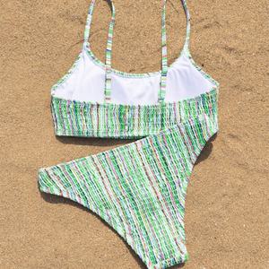 Maillot de bain triangle texturé 2024 sans entrejambe avec imprimé, tenue de plage pour femmes - Product Image 2
