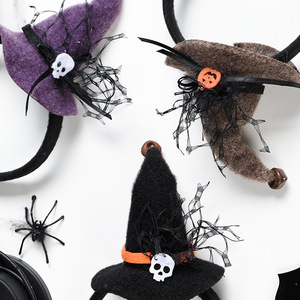 Decorazioni di Halloween - Decorazione Cappello da Strega a Forma di Zucca - Classico Accessorio per Capelli a Forma di Cappello da Strega con Teschio di Zucca - Product Image 3