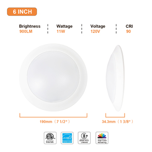 6 inch 11W LED plafondlamp, 5CCT vlakke montage, schijf-vormige lamp voor woonkamer en slaapkamer - Product Image 3