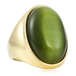 Stainless Steel Oval Stone <b>Ring</b> Men's Green Gemstone Jewelry Gift Fashion Punk Style - Product Image 5