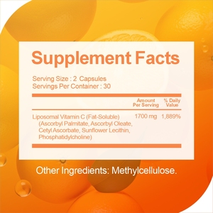 Vitamine C liposomale de marque privée 1600mg Capsules liposomales antioxydantes liposomales liposomales à haute absorption VIT C - Product Image 3